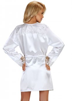 Бял сатенен халат Fabienne