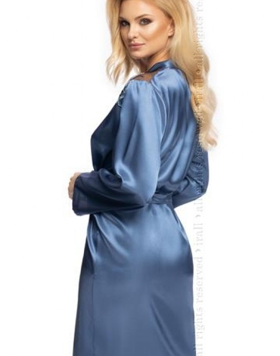 Елегантен сатенен халат в син цвят Elodie Irall - Халати - Belio.bg