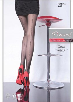 Чорапогащник с ефектен десен в черен цвят GINA 20 BLACK