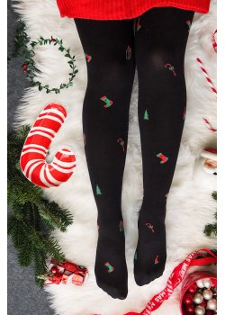 Коледни чорапогащи в черен цвят CHRISTMAS-5 60 DEN