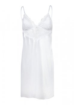 Сатенена нощница с тънки презрамки в бял цвят FRANCES
