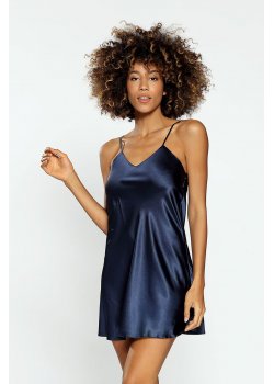 Сатенена нощница в тъмносин цвят KAREN