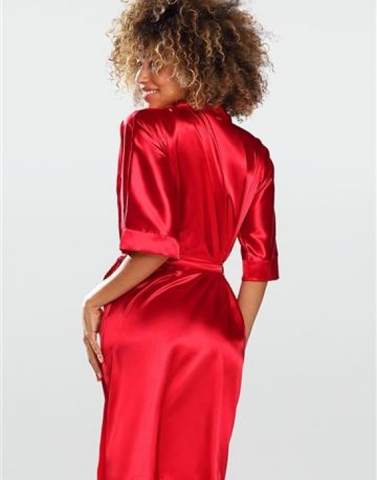 Сатенен дамски халат в червен цвят Nable 100