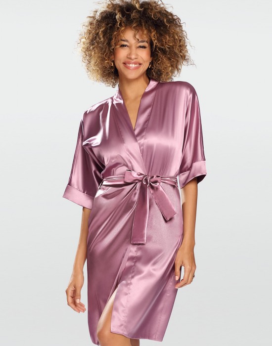 Сатенен дамски халат в розов цвят Nable 100