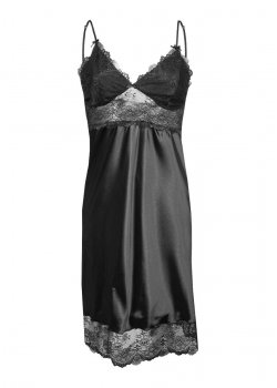 Нощница с тънки презрамки в черен цвят ALUBI