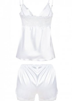 Сатенен дамски комплект в бял цвят HARMONIA