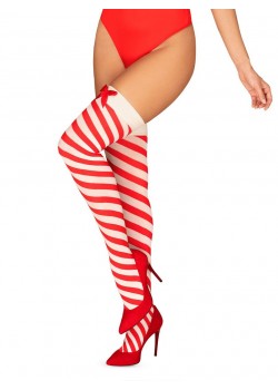 Коледни чорапи на червени и бели ивици Kissmas 