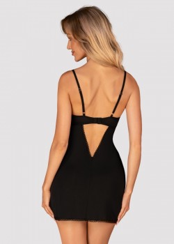 Секси нощница с прашки в черен цвят ROSENTY
