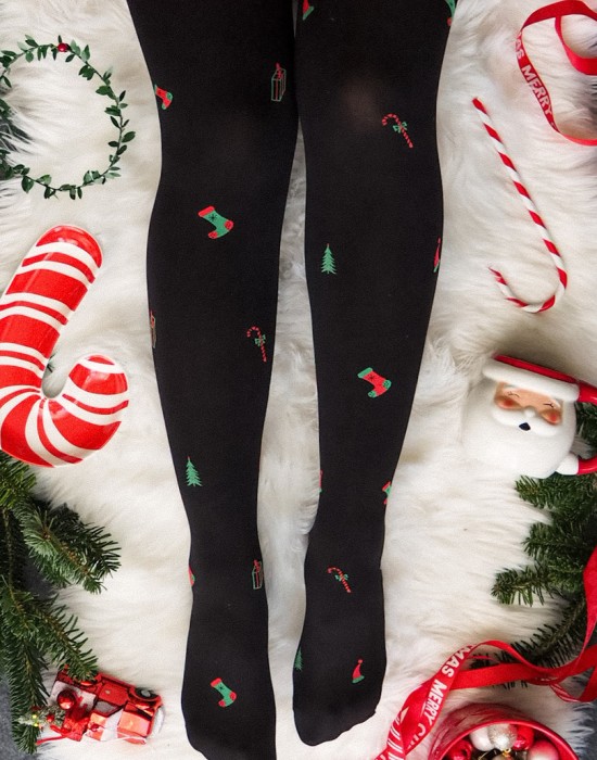 Коледни чорапогащи в черен цвят CHRISTMAS 60 DEN