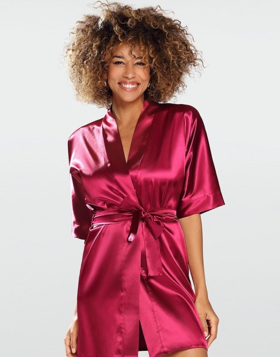 Сатенен халат в цвят бордо Scarlett 90