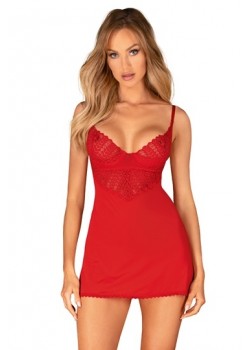 Секси нощница с прашки INGRIDIA в червен цвят