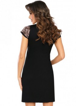 Violetta нощница с къс ръкав, черен цвят