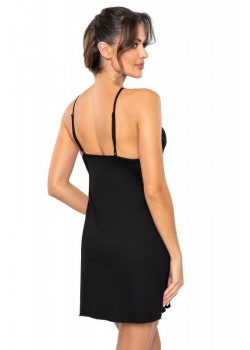 Gabi нощница с дантела, черен цвят