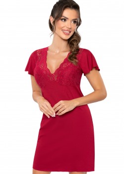Luiza нощница с дантела в цвят бордо