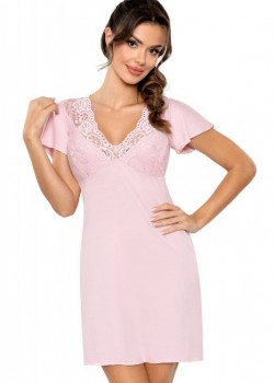 Luiza нощница с дантела в цвят пудра