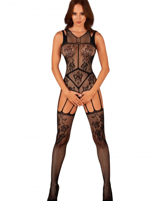 Целокупно мрежесто боди Bodystocking-F239-Czarny