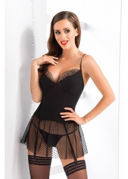 Нощница с прашки Komplet-Freya-koszulka-stringi-Czarny