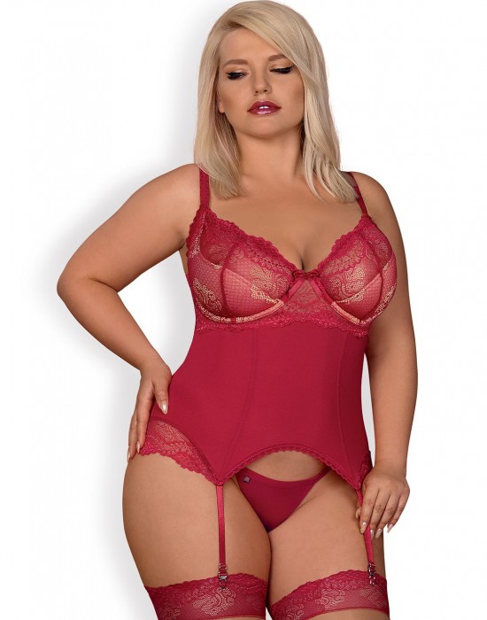 Корсет в комплект с прашки Gorset-Rosalyne-stringi-GRATIS-Czerwony