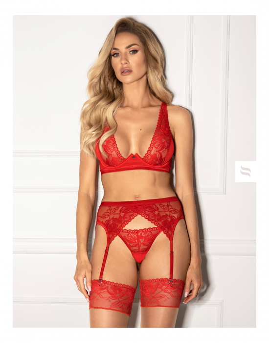 Секси комплект от 3 части Komplet-Lacelove-3-czciowy-Czerwony