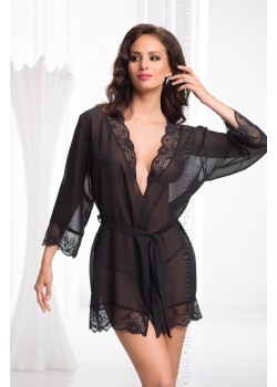 Луксозен секси халат Szlafrok-Cassidy-Czarny-Czarny