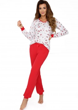 Дамска пижама Piama-Teddy-Ecru-Czerwony