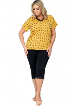 Дамска пижама Piama-Queen-34-Plus-Size-Musztardowy
