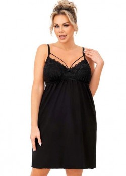 Нощница Koszula-nocna-Sylvia-Plus-Czarna-Czarny