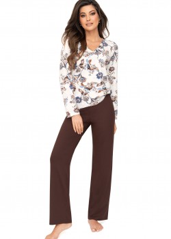 Дамска пижама Piama-Naomi-Long-Brown-Brown