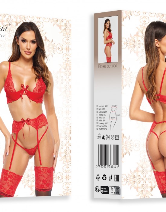 Луксозно секси бельо от три части Rose red